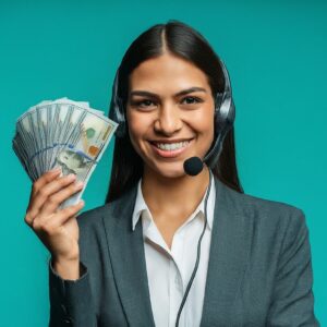 happy home service receptionist after successfully converting inbound sales calls