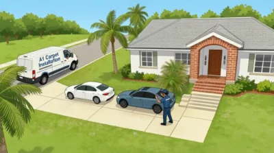 helper guides service vehicle into customer driveway