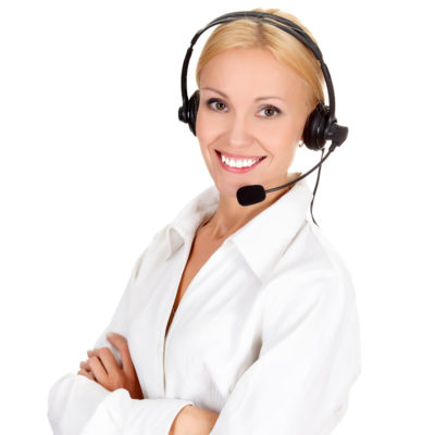 home service company receptionist uses a headset