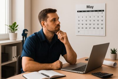 plumbing service company owner analyzes his plumbing marketing plans
