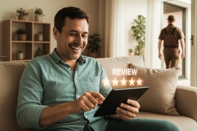 male raving fan pest control customer sends five star review